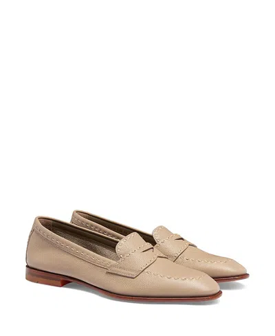 Santoni Women's Tumbled Leather Penny Loafer In Sand