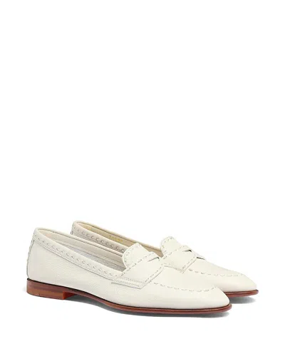Santoni Women's Tumbled Leather Penny Loafer In White