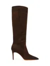 Santoni Pointed-toe Calf Leather Boots In Brown