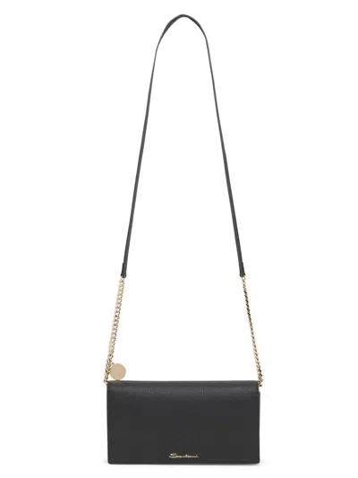 Santoni Women's Wallet-on-chain Leather Crossbody Bag In Black