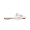 SANTONI WOMEN'S WHITE LEATHER DOUBLE-BUCKLE DIDI SLIDE SANDAL