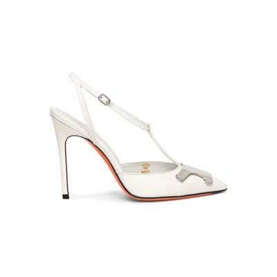 Santoni Women's White Patent Leather  Sibille High-heel Pump