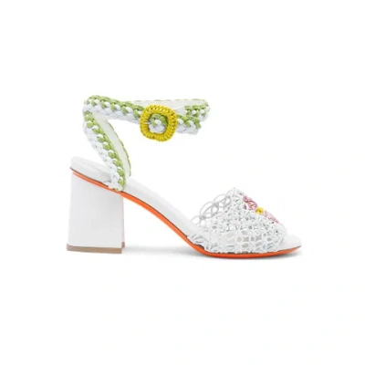 Santoni Women's White Woven Nappa Leather High-heel Sandal In Weiss