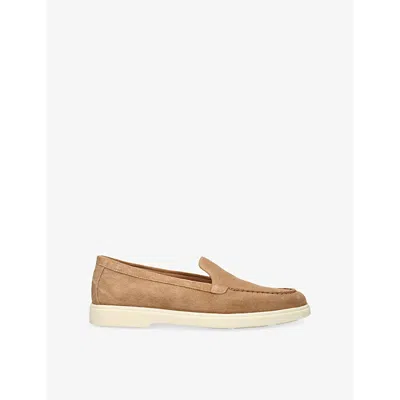 Santoni Womens  Almond-toe Suede Loafers In Beige