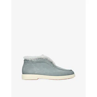Santoni Womens Grey Fortune Lined Suede Ankle Boots Eur 37 / 4 Uk In Multi