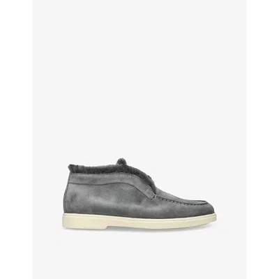 SANTONI WOMENS SANTONI FORTUNE LOGO-EMBOSSED SUEDE ANKLE BOOTS