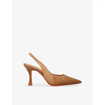 Santoni Womens Mid Brown Sabine 85 Suede Courts Eur 38.5 / 5.5 Uk