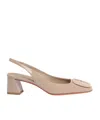 Santoni Womens Pink Patent Leather Mid-heel Slingback In Nude