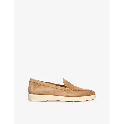 Santoni Womens Mid Brown Almond-toe Suede Loafers Eur 37.5 / 4.5 Uk
