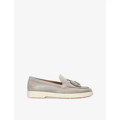 Santoni Womens Mid Brown Feudal Suede Loafers Eur 38/5 Uk