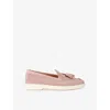 Santoni Womens Feudal Tassel-trim Suede Loafers Pale Pi In Pale Pink