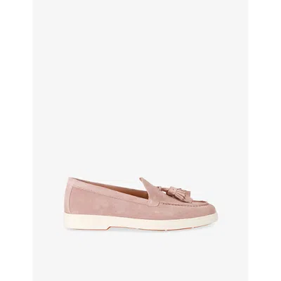 Santoni Womens Feudal Tassel-trim Suede Loafers Pale Pi In Pale Pink