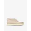 Santoni Womens Beige Fortune Embossed-branded Suede Ankle Boots In Beige