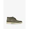 Santoni Womens  Fortune Embossed-branded Suede Ankle Boots In Khaki