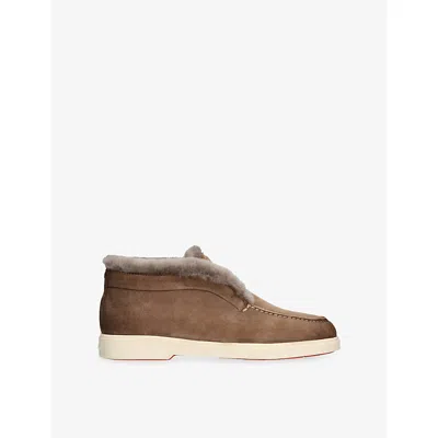 Santoni Womens  Fortune Lined Suede Ankle Boots In Rust Comb