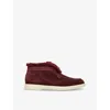 Santoni Womens  Fortune Embossed-branded Suede Ankle Boots In Wine