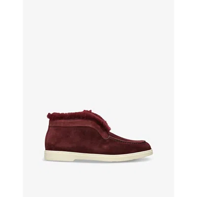 Santoni Womens  Fortune Embossed-branded Suede Ankle Boots In Wine