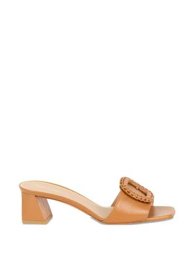 Santoni Woven Buckle Sandals In Brown