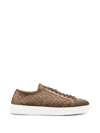 Santoni Woven Sneakers In Brown