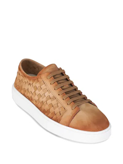 Santoni Woven Sneakers In Brown