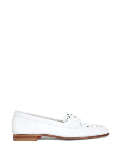 Santoni Woven-leather Loafers In White