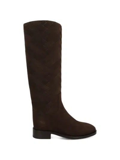 Santoni Woven-panel Knee-high Boots In Multi
