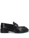Santoni X 10 Corso Como Brushed Leather Penny Loafers In Black