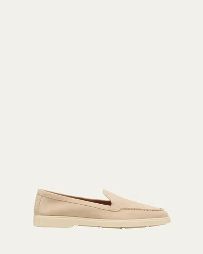 Santoni Yaltamoc Suede Slip-on Loafers In Beige