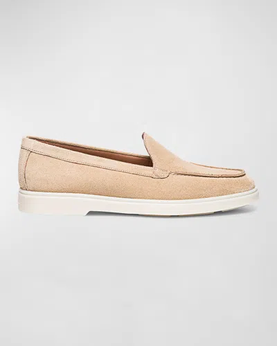Santoni Yaltamoc Suede Slip-on Loafers In Beige