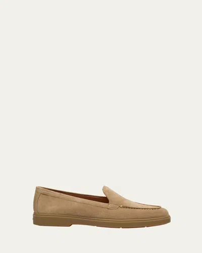 Santoni Yaltamoc Suede Slip-on Loafers In Light Brown