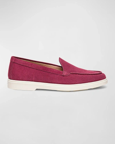 Santoni Yaltamoc Suede Slip-on Loafers In Rasberry