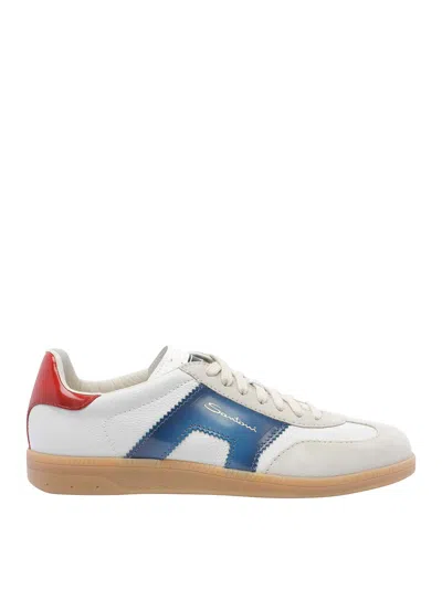 SANTONI WHITE DBS OLY SNEAKERS