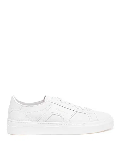 SANTONI DBS SNEAKERS IN WHITE LEATHER