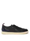 Santoni Blue Hammered Leather Sneakers In Multi