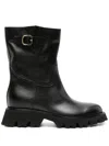 Santoni Zip-up Ankle Leather Boots In Black