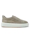Santoni Beige Suede Sneaker In Multi