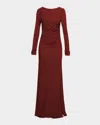 Santorelli Abby Jersey Maxi Dress With Side Ruching In Carmine Red
