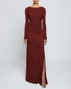 Santorelli Abby Jersey Maxi Dress With Side Ruching In Carmine Red