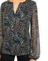 Santorelli Dione Floral-print Crepe Georgette Blouse In Space Blue