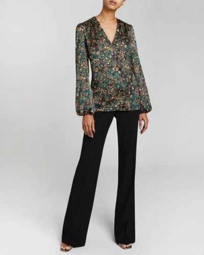 Santorelli Women's Floral Balloon-sleeve Blouse In Blue