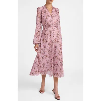 Santorelli Amal Long Sleeve Midi Dress In Multi
