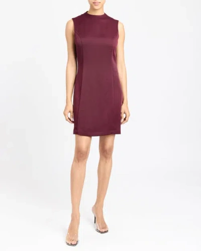Santorelli Amina Mock Neck Shift Dress In Burgundy