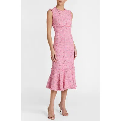 Santorelli Andi Sleeveless Sheath Tweed Dress In Pink