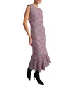 Santorelli Andi Sleeveless Tweed Midi Sheath Dress With Flared Skirt Panel In Purple