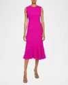 Santorelli Andi Tiered Fringe-trim Tweed Midi Dress In Magenta Multi