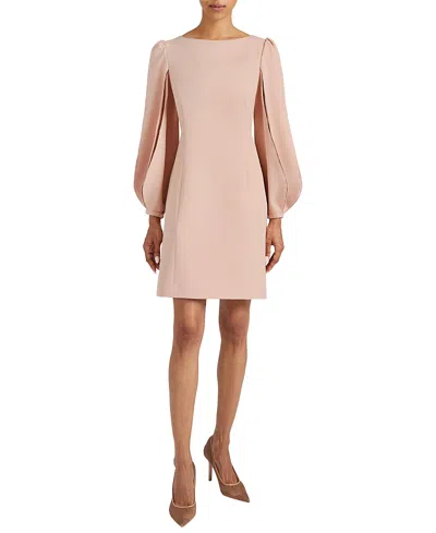 SANTORELLI ARANA SHIFT DRESS WITH PLEATED BISHOP SLEEVES IN STRETCH CREPE