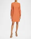 Santorelli Aries Lace-up Crepe Mini Shift Dress In Sedona Orange