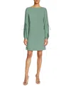 Santorelli Aries Long Sleeve Shift Dress With Grommet Detail In Green
