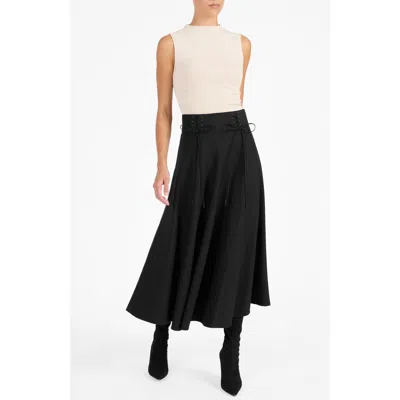 Santorelli Aster Full Midi Skirt In Black