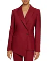 Shop Santorelli Asymmetrical Blazer In Carmine Red